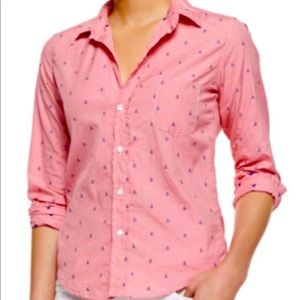 Frank & Eileen Barry Gingham Top W/ Anchors SZ S